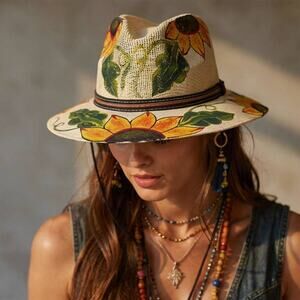 Hand‑Painted Sunflower Fedora
